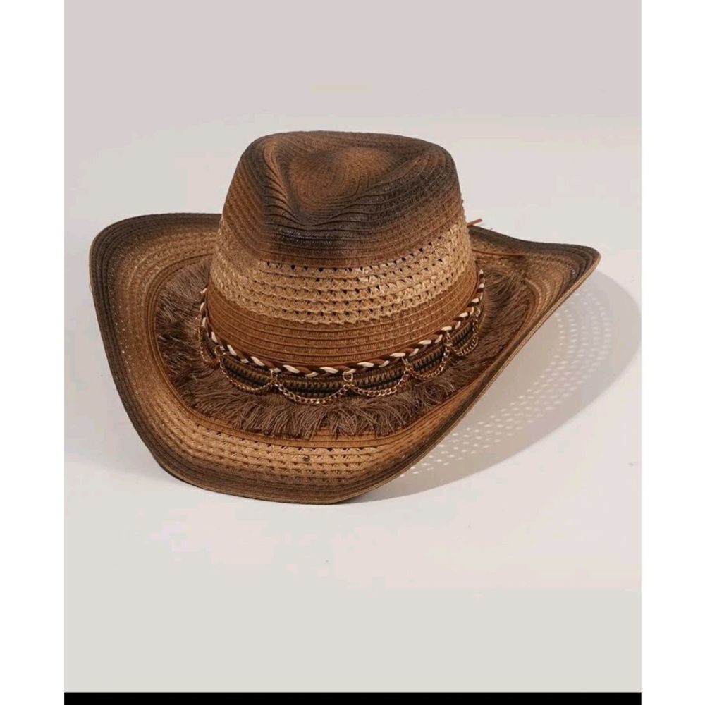 Chain & Tassel Decor Straw Hat